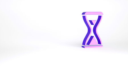 Purple Sauna hourglass icon isolated on white background. Sauna timer. Minimalism concept. 3d...