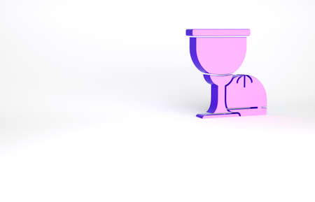 Purple Holy grail or chalice icon isolated on white background. Christian chalice. Christianity icon. Minimalism concept. 3d illustration 3D renderの写真素材