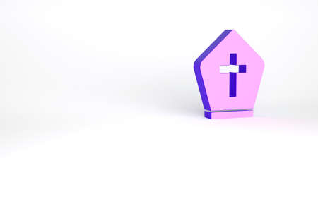 Purple Pope hat icon isolated on white background. Christian hat sign. Minimalism concept. 3d illustration 3D renderの写真素材
