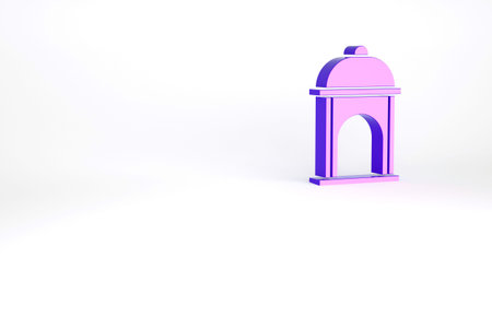 Purple Muslim Mosque icon isolated on white background. Minimalism concept. 3d illustration 3D renderの写真素材