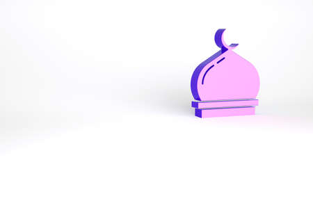 Purple Muslim Mosque icon isolated on white background. Minimalism concept. 3d illustration 3D renderの写真素材
