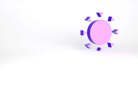 Purple Sun icon isolated on white background. Summer symbol. Good sunny day. Minimalism concept. 3d illustration 3D renderの写真素材