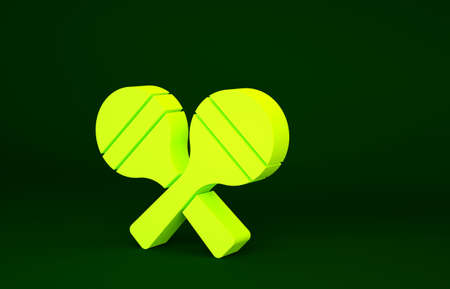 Yellow Maracas icon isolated on green background. Music maracas instrument mexico. Minimalism concept. 3d illustration 3D renderの写真素材