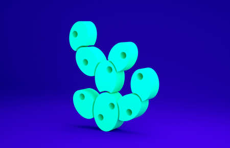 Green Cactus icon isolated on blue background. Minimalism concept. 3d illustration 3D renderの写真素材