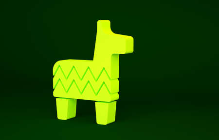 Yellow Pinata icon isolated on green background. Mexican traditional birthday toy. Minimalism concept. 3d illustration 3D renderの写真素材