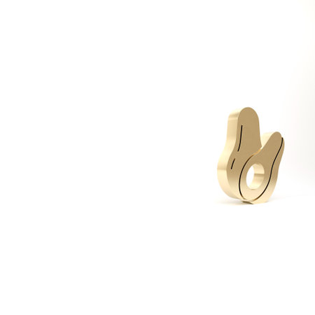 Gold Avocado fruit icon isolated on white background. 3d illustration 3D renderの写真素材