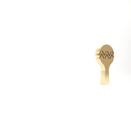 Gold Maracas icon isolated on white background. Music maracas instrument mexico. 3d illustration 3D renderの写真素材