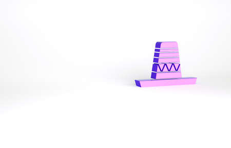 Purple Traditional mexican sombrero hat icon isolated on white background. Minimalism concept. 3d illustration 3D renderの写真素材