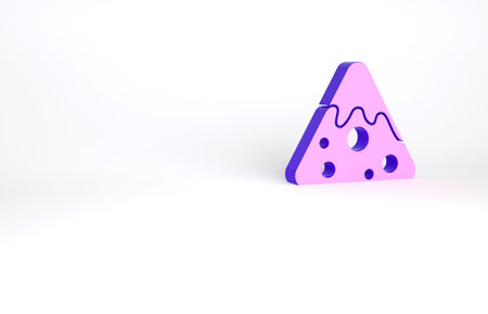 Purple Nachos icon isolated on white background. Tortilla chips or nachos tortillas. Traditional mexican fast food. Minimalism concept. 3d illustration 3D renderの写真素材