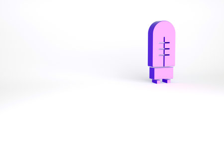 Purple Light emitting diode icon isolated on white background. Semiconductor diode electrical component. Minimalism concept. 3d illustration 3D renderの写真素材