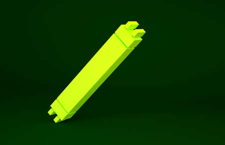 Yellow Long luminescence fluorescent energy saving lamp icon isolated on green background. Minimalism concept. 3d illustration 3D renderの写真素材