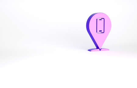 Purple Phone repair service icon isolated on white background. Adjusting, service, setting, maintenance, repair, fixing. Minimalism concept. 3d illustration 3D renderの写真素材