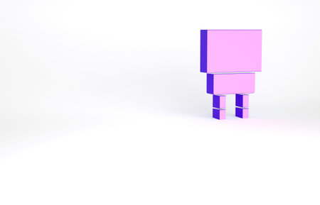 Purple Charger icon isolated on white background. Minimalism concept. 3d illustration 3D renderの写真素材