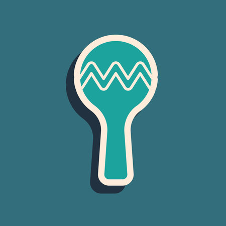 Green Maracas icon isolated on green background. Music maracas instrument mexico. Long shadow style....