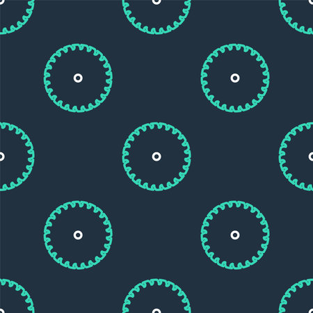 Line Circular saw blade icon isolated seamless pattern on black background. Saw wheel. Vector
