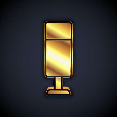 Gold Punching bag icon isolated on black background. Vectorのイラスト素材
