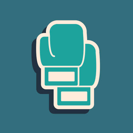 Green Boxing glove icon isolated on green background. Long shadow style. Vectorのイラスト素材