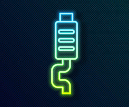 Glowing neon line Car muffler icon isolated on black background. Exhaust pipe. Vectorのイラスト素材