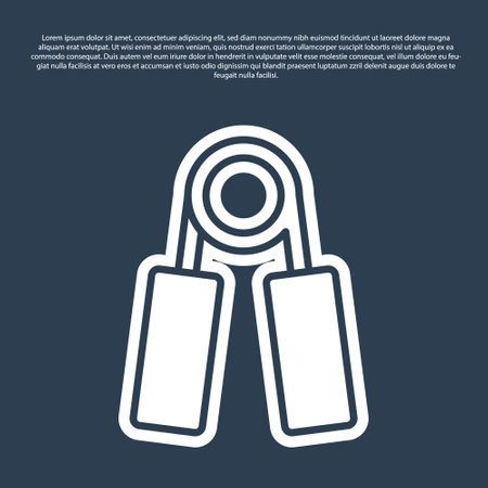Blue line Sport hand grip expander icon isolated on blue background. Sport equipment. Vectorのイラスト素材