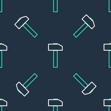 Line Hammer icon isolated seamless pattern on black background. Tool for repair. Vectorのイラスト素材