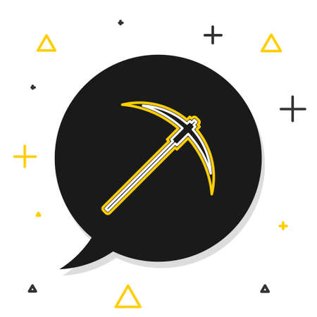 Line Pickaxe icon isolated on white background. Blockchain technology, cryptocurrency mining, bitcoin, digital money market, cryptocoin wallet. Colorful outline concept. Vectorのイラスト素材