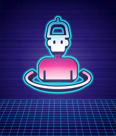 Retro style Man in the sauna icon isolated futuristic landscape background. 80s fashion party. Vectorのイラスト素材