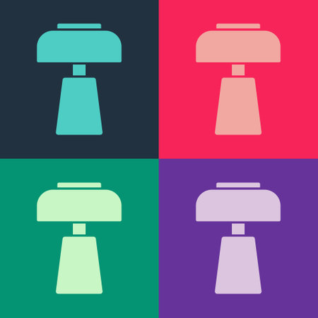 Pop art Table lamp icon isolated on color background. Desk lamp. Vectorのイラスト素材