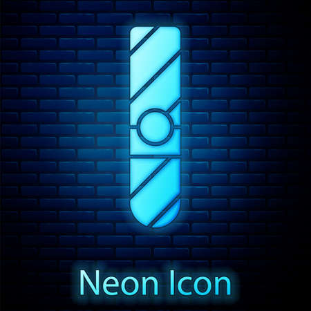 Glowing neon Cigar icon isolated on brick wall background. Vectorのイラスト素材
