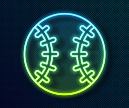 Glowing neon line Baseball ball icon isolated on black background. Vectorのイラスト素材