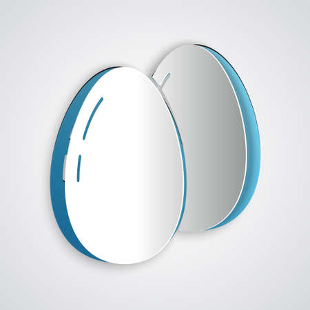Paper cut Chicken egg icon isolated on grey background. Paper art style. Vectorのイラスト素材