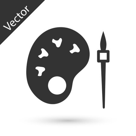 Grey Paint brush with palette icon isolated on white background. Vectorのイラスト素材