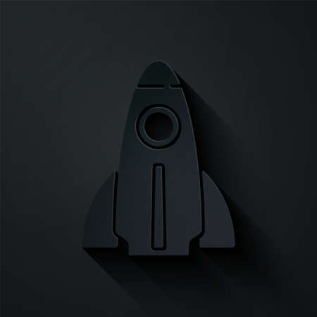 Paper cut Business startup project concept icon isolated on black background. Symbol of new business, entrepreneurship, innovation and technology. Paper art style. Vectorのイラスト素材