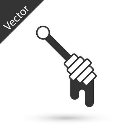 Grey Honey dipper stick icon isolated on white background. Honey ladle. Vectorのイラスト素材