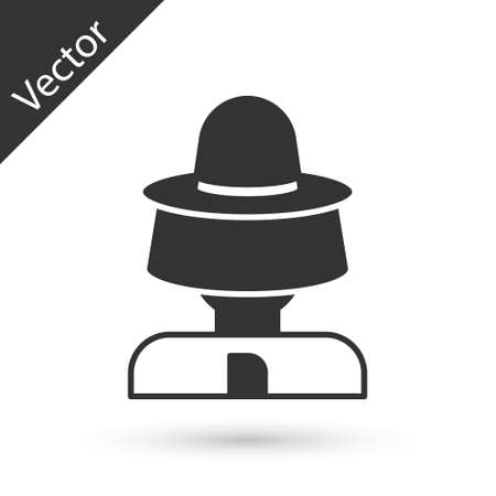 Grey Beekeeper with protect hat icon isolated on white background. Special protective uniform. Vectorのイラスト素材