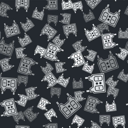 Grey Sport baseball mechanical scoreboard and result display icon isolated seamless pattern on black background. Vectorのイラスト素材