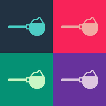 Pop art Measuring cup with flour icon isolated on color background. Baking Ingredients. Healthy organic food. Dough cooking. Vectorのイラスト素材