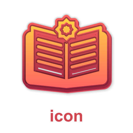 Gold Holy book of Koran icon isolated on white background. Muslim holiday, Eid Mubarak, Eid al-fitr, Ramadan Kareem. Vectorのイラスト素材