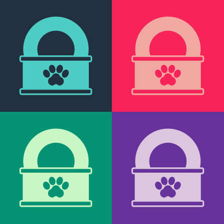 Pop art Canned food icon isolated on color background. Food for animals. Pet food can. Vectorのイラスト素材