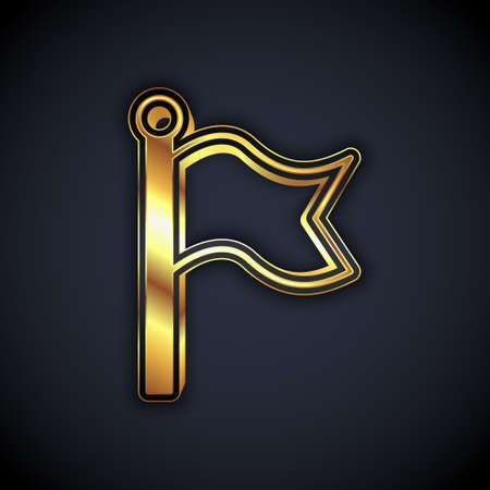 Gold Flag icon isolated on black background. Victory, winning and conquer adversity concept. Vectorのイラスト素材