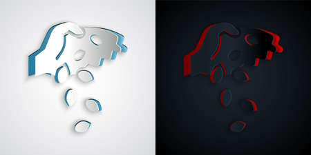 Paper cut Seeds of a specific plant icon isolated on grey and black background. Paper art style. Vectorのイラスト素材