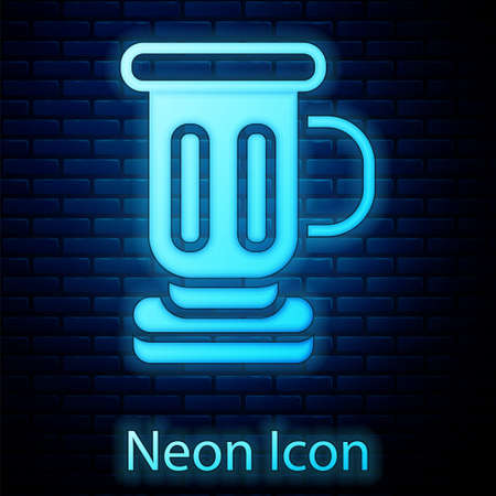 Glowing neon Medieval goblet icon isolated on brick wall background. Vectorのイラスト素材