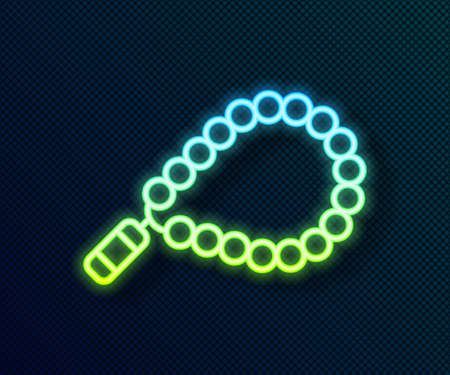 Glowing neon line Rosary beads religion icon isolated on black background. Vectorのイラスト素材