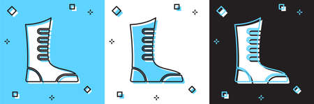 Set Sport boxing shoes icon isolated on blue and white, black background. Wrestling shoes. Vectorのイラスト素材