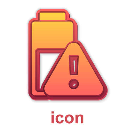 Gold Smartphone battery charge icon isolated on white background. Phone with a low battery charge. Vectorのイラスト素材