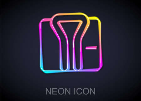 Glowing neon line Bathrobe icon isolated on black background. Vectorのイラスト素材