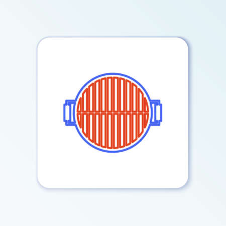 Line Barbecue grill icon isolated on white background. Top view of BBQ grill. Steel grid. Colorful outline concept. Vectorのイラスト素材