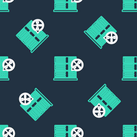 Line Database server with screwdriver and wrench icon isolated seamless pattern on black background. Adjusting, service, setting, maintenance, repair, fixing. Vectorのイラスト素材