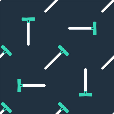 Line Garden rake icon isolated seamless pattern on black background. Tool for horticulture, agriculture, farming. Ground cultivator. Housekeeping equipment. Vectorのイラスト素材