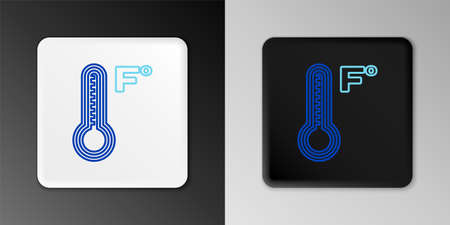 Line Meteorology thermometer measuring heat and cold icon isolated on grey background. Temperature Fahrenheit. Colorful outline concept. Vectorのイラスト素材