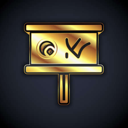 Gold Planning strategy concept icon isolated on black background. Baseball cup formation and tactic. Vectorのイラスト素材